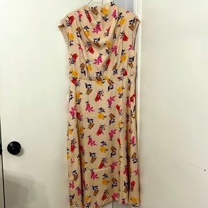 Floral Mock Neck Midi Flare Dress